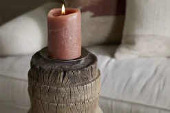 Mvua Reclaimed Wood Pillar Candle Holder - Natural