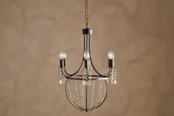 Naavia Rustic Iron & Crystal Chandelier - Rust