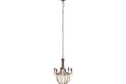 Naavia Rustic Iron & Crystal Chandelier - Rust