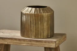 Nabara Cast Aluminium Planter - Antique Brass