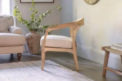Nabhi Mango Wood & Cane Occasional Chair - Natural