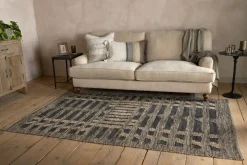 Nadiki Recycled Leather Rug - Black & Natural