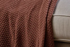 Nahan Moss Stitch Cotton Throw - Rust