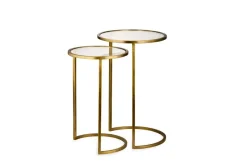 Nakuru Iron & Glass Side Table Set - Brass