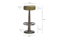 Narwana Leather Round Stool - Rich Green