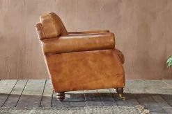 Narwana Ribbed Leather Armchair - Aged Tan