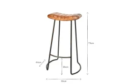 Narwana Ribbed Leather Stool - Aged Tan - Large