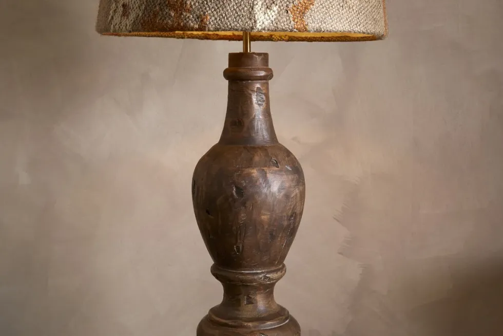 Naya Carved Wood Floor Lamp Base - Chocolate Brown