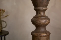 Naya Carved Wood Floor Lamp Base - Chocolate Brown