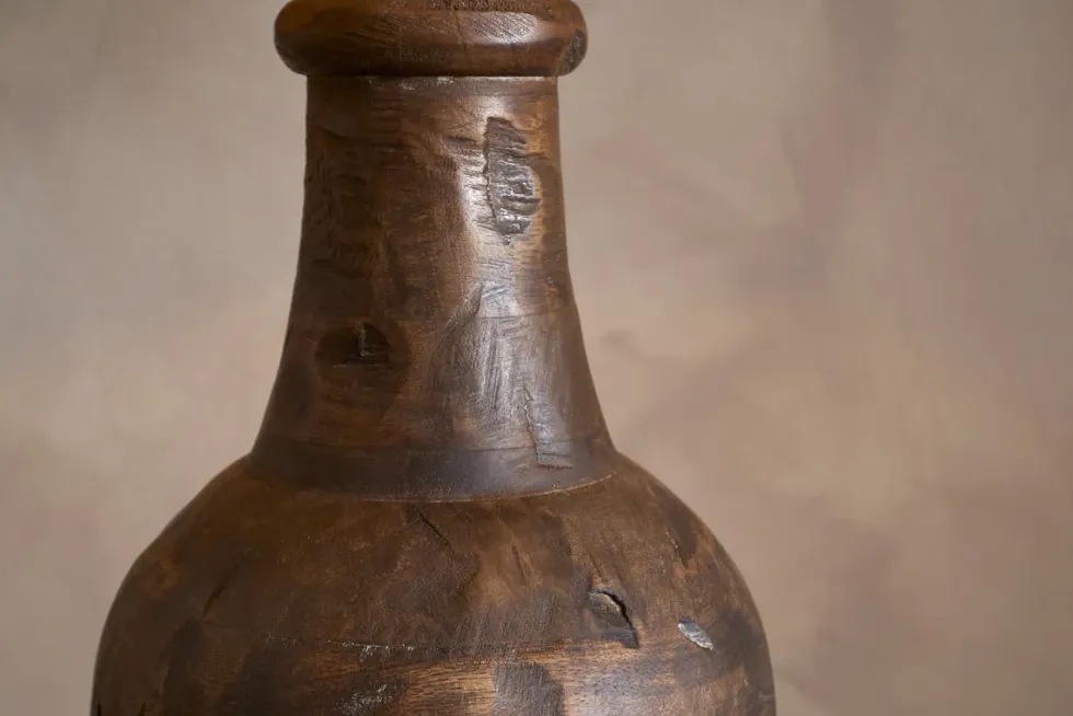 Naya Carved Wood Floor Lamp Base - Chocolate Brown