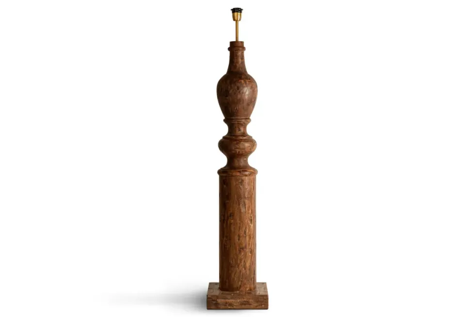 Naya Carved Wood Floor Lamp Base - Chocolate Brown