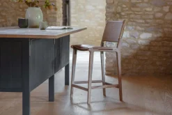 Nayan Leather & Jute Counter Chair - Tan