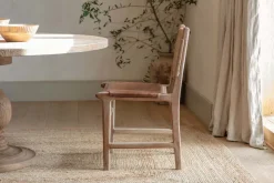 Nayan Leather & Jute Dining Chair - Tan