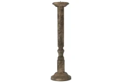 Nayati Rustic Wood Pillar Candle Stick - Dark Stain