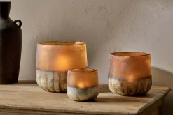Ngolo Tealight Holder - Antiqued Amber