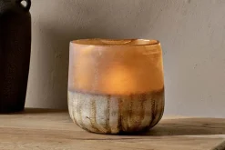 Ngolo Tealight Holder - Antiqued Amber