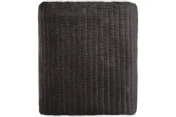 Nidra Velvet & Linen Bed Quilt - Charcoal