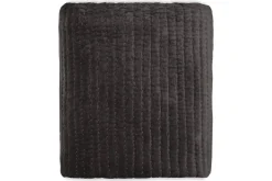 Nidra Velvet & Linen Bed Quilt - Charcoal