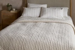 Nidra Velvet & Linen Bed Quilt - Natural