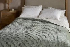 Nidra Velvet & Linen Bed Quilt - Sage Green