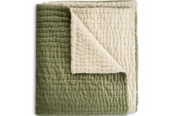 Nidra Velvet & Linen Bed Quilt - Sage Green