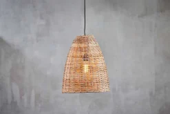 Noko Natural Wicker Conical Pendant - Small