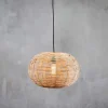 Noko Wicker Round Pendant - Natural - Large