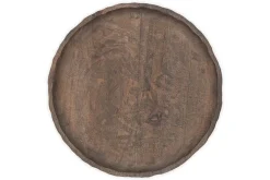 Nyati Mango Wood Etched Round Tray - Dark Brown