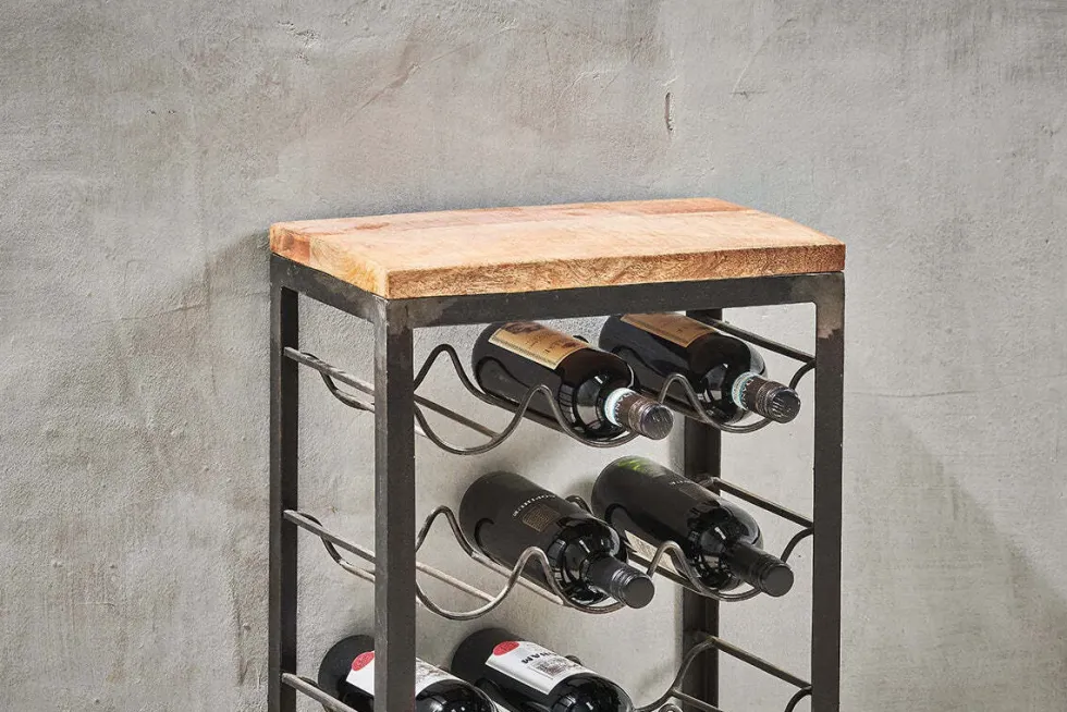Obra Industrial Wine Rack - Mango Wood & Iron - Small