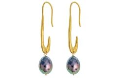 Omi Grey Pearl Earrings - Gold