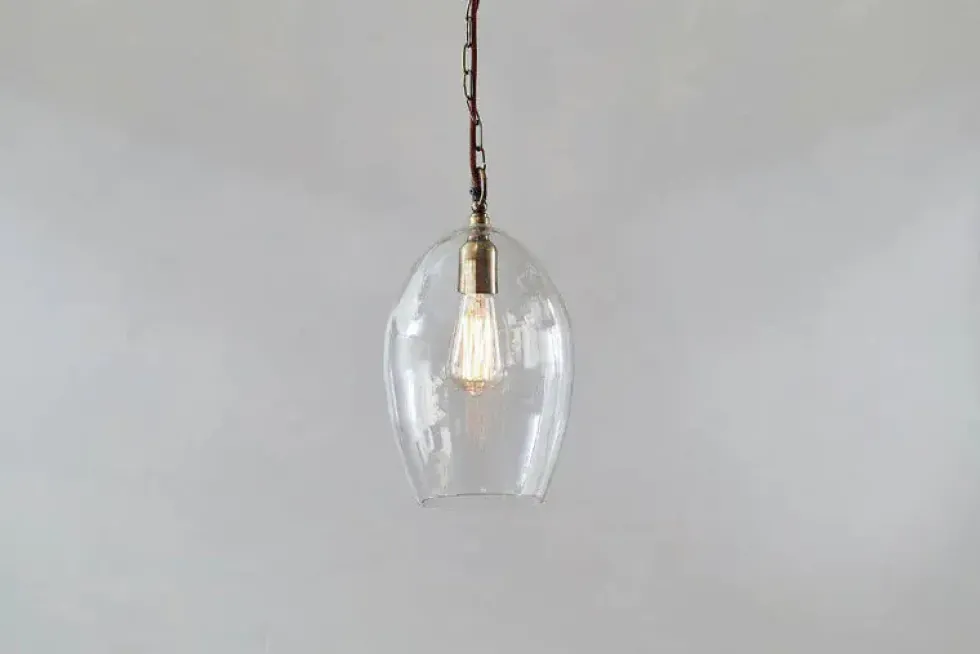 Otoro Recycled Glass Pendant - Clear - Small Oval