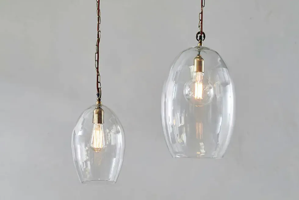 Otoro Recycled Glass Pendant - Clear - Small Oval