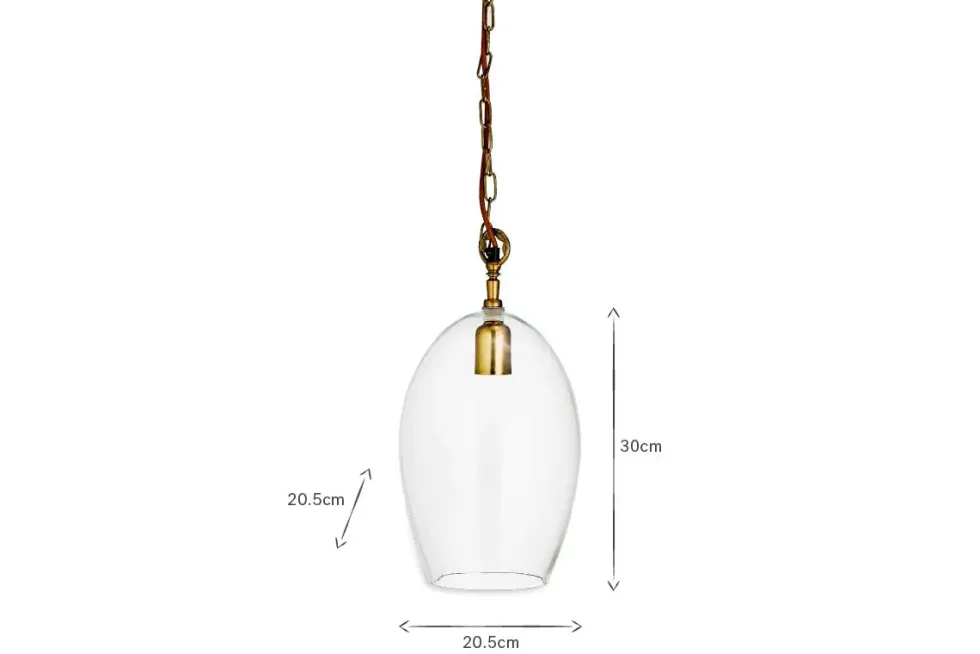 Otoro Recycled Glass Pendant - Clear - Small Oval