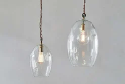 Otoro Recycled Glass Pendant - Clear - Large Oval