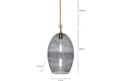 Otoro Recycled Glass Pendant - Smoke - Large Oval