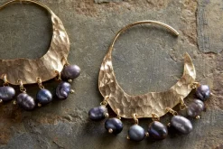 Parahu Grey Pearl Earrings - Gold