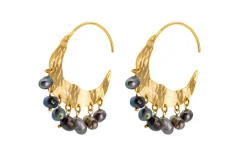 Parahu Grey Pearl Earrings - Gold