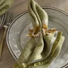 Parili Glass Leaf Napkin Rings - Natural & Rust - (Set of 4)