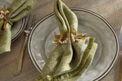Parili Glass Leaf Napkin Rings - Natural & Rust - (Set of 4)