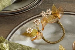 Parili Glass Leaf Napkin Rings - Natural & Rust - (Set of 4)