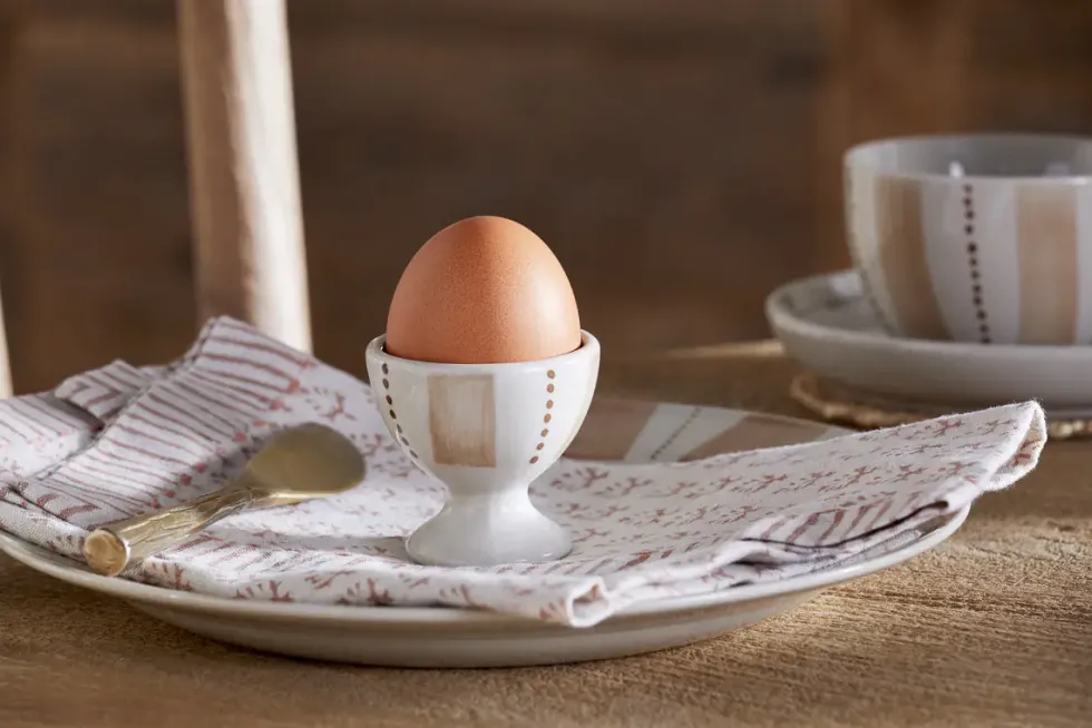 Patthar Egg Cups - Cream & Clay - (Set of 2)