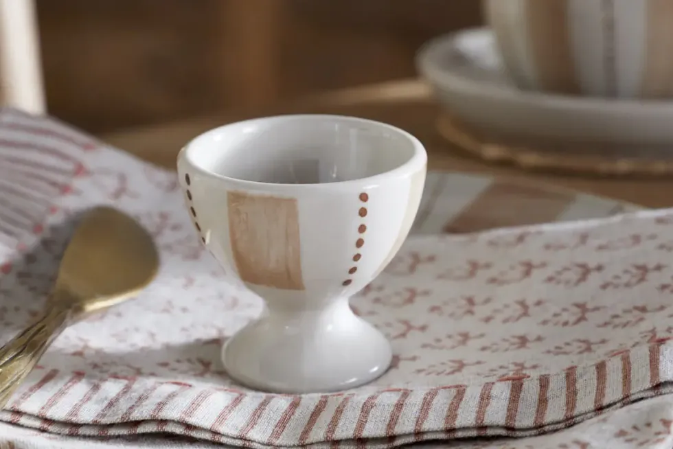 Patthar Egg Cups - Cream & Clay - (Set of 2)