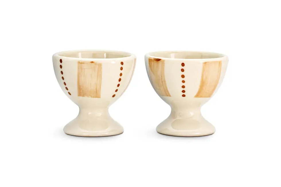 Patthar Egg Cups - Cream & Clay - (Set of 2)