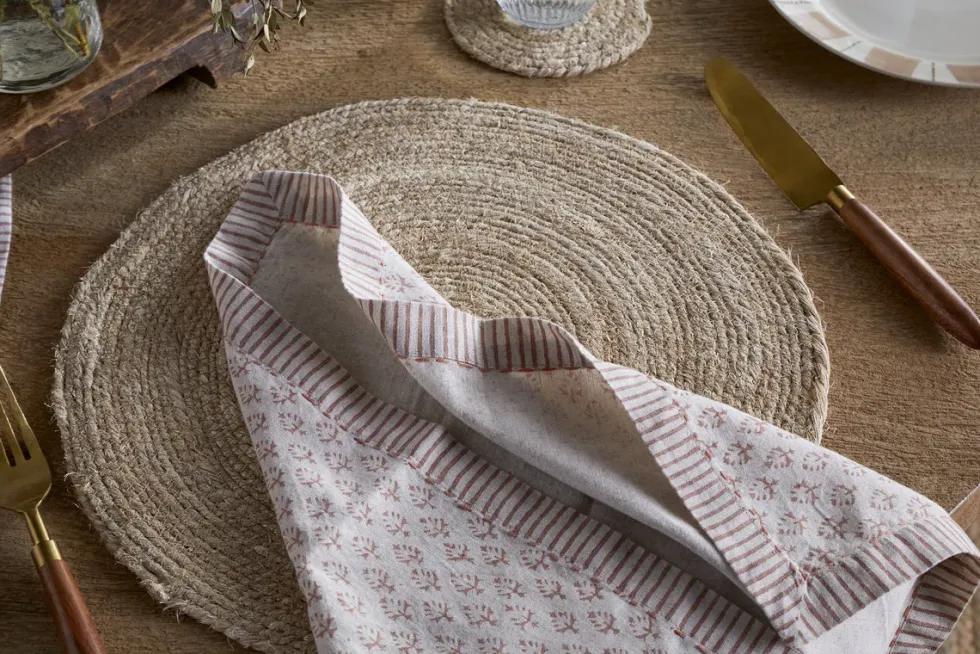 Peplu Block Print Napkin - Terracotta - (Set of 4)