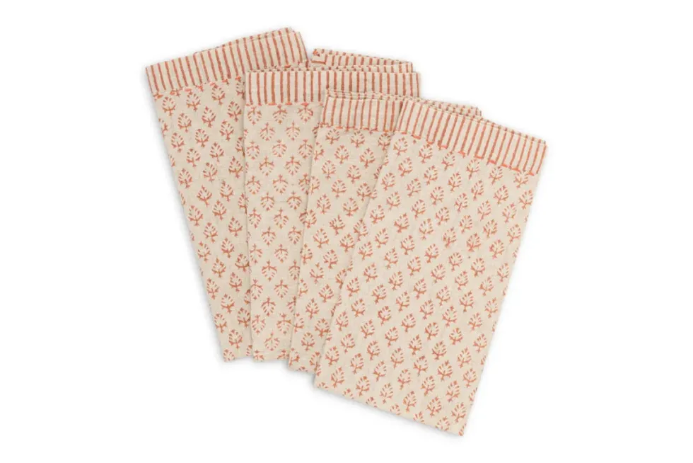 Peplu Block Print Napkin - Terracotta - (Set of 4)