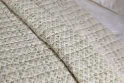 Peplu Cotton & Linen Screen Print Bed Quilt - Sage Green