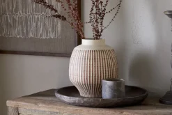 Perola Reactive Glaze Decorative Vase - Natural & Rust