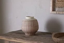 Perola Reactive Glaze Decorative Vase - Natural & Rust