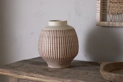 Perola Reactive Glaze Decorative Vase - Natural & Rust