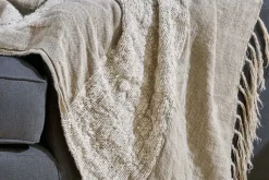 Puli Recycled Linen Throw - Natural